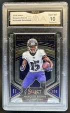 2019 Panini Select Marquise Brown Selections RC #6 Ravens GMA 10 Rookie