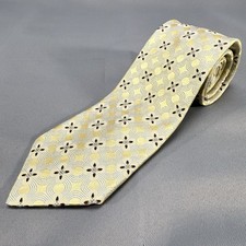 Ermenegildo Zegna 100 Silk Tie - Elegant Gold Geometric Pattern - Made in Italy