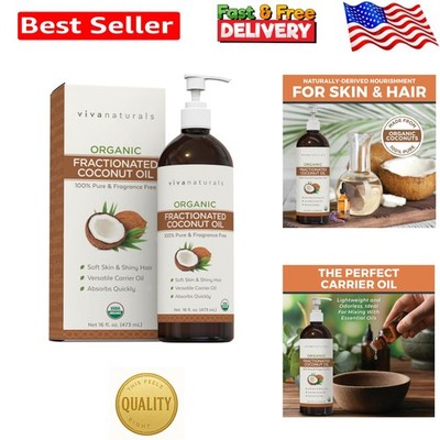 Versatile Organic Fractionated Coconut Oil - 16 Fl Oz Skin & Hair Care Solution