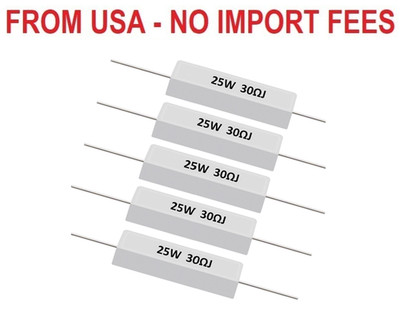smseace 5pcs 25W 30ohm Ceramic Cement resistors ±5% Tolerance Cement resistors U