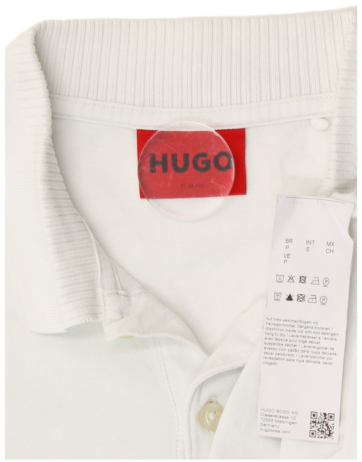 Hugo Boss Mens Long Sleeve Slim Fit Polo Shirt Small White Cotton CH17 thumbnail 3