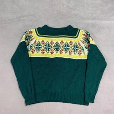 Vintage Knitted Jumper Abstract Patterned Knit Sweater Women's M 12-14 