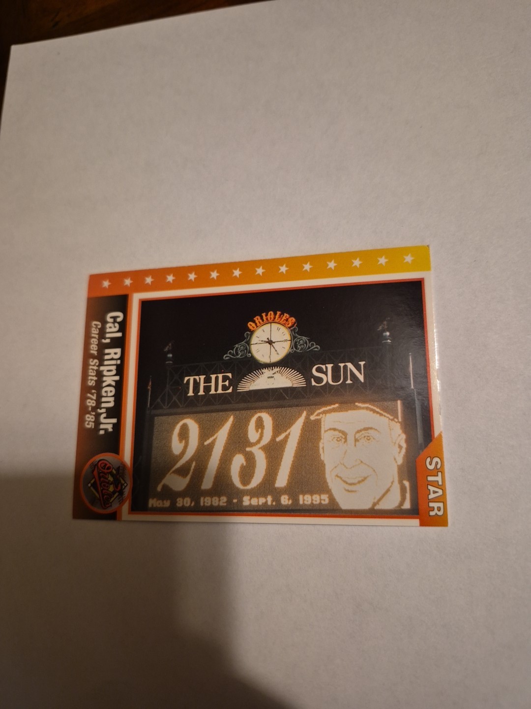 CAL RIPKEN 1995 STAR CAL RIPKEN JR. #80 FREE SHIPPING
