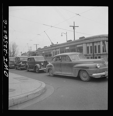 Photo:Baltimore Maryland Bethlehem Fairfield Shipyard Trolleys Cars 1943