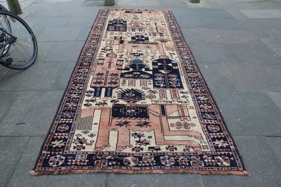 Vintage Handgeknüpfter Traditioneller Orientteppich Wolle Rosa Lang Flur 366x138cm