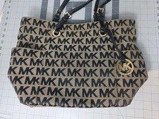 Michael Kors Signature Jet Set Tote Bag Large Shoulder Bag Purse Tan And Brown