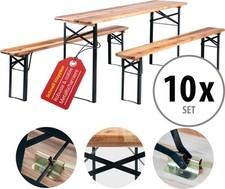 10x Ensemble Brasserie Table Banc Bois Pliable Meuble Jardin Terrasse Fete Bar