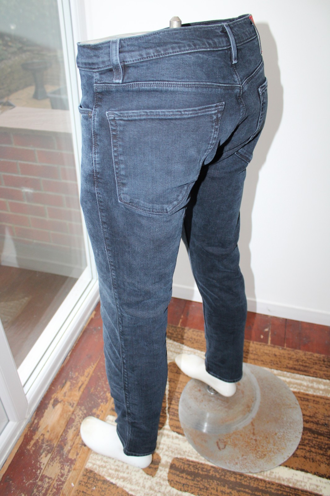 Mens Hugo Boss W32 L32 Jeans Tapered Black 708 Slim stretch 32R Taper HB thumbnail 13