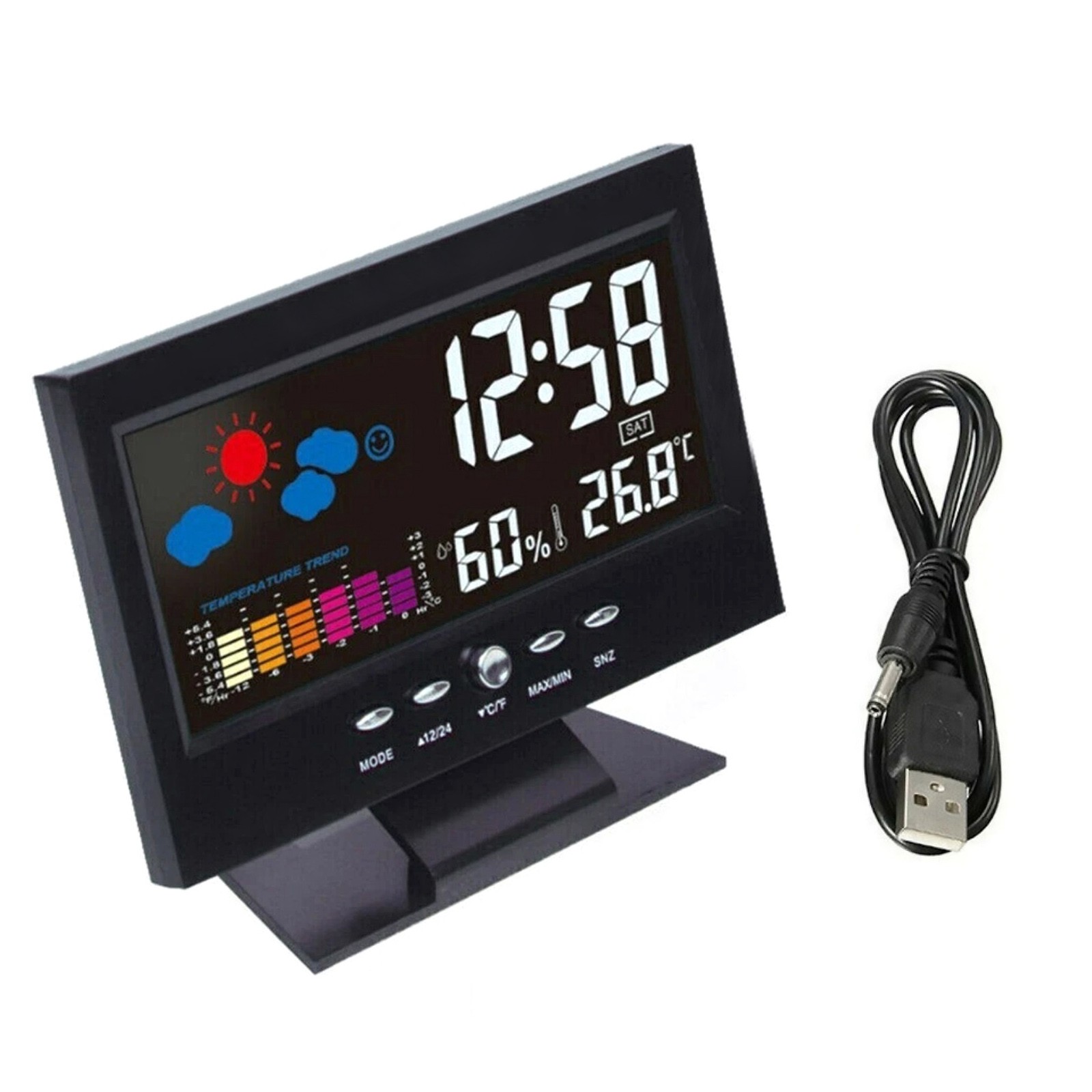 Brand New LED Digital Alarm Clock Snooze Calendar Thermometer Hygrometer Display photo