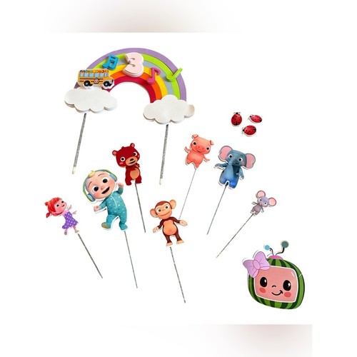 Cocomelon Cake Topper Set – Rainbow Birthday Party Decoration