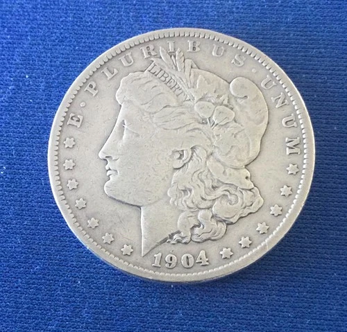 1904 Morgan Silver Dollar having Fine details and a less common nice coin.