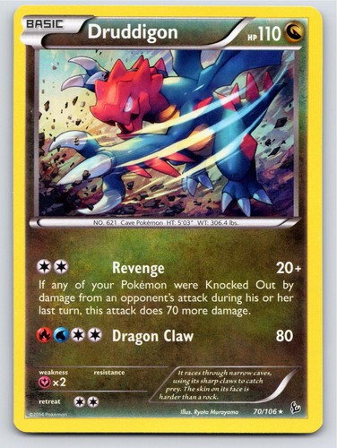 2014 POKEMON DRUDDIGON FLASHFIRE 70/106 HOLO R NM A65293 FREE S&H