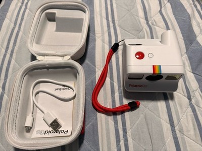Nice! Polaroid Go Instant Camera, White Body with Rainbow Stripe Design