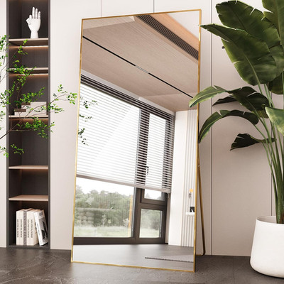 Elegant Gold Full Length Mirror 71''x32'' with Stand - Durable Aluminum Frame