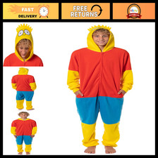 Tuta Unione Uomo I Simpson con Cappuccio - Pigiama in Pile Costume Unico, Senza Piedi