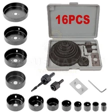 New 16 Set Hole Saw Cutter Set 3/4" - 5" Wood Plastic Sheet Metal Drill Bit Kit