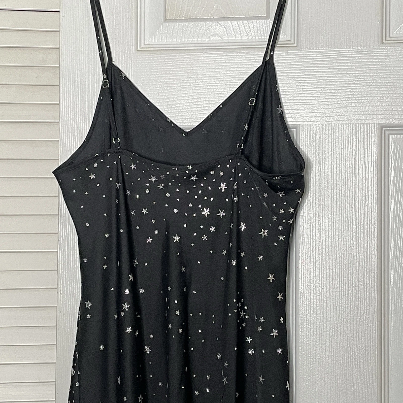 UNDERCOVER Abito Victoria Secret Sparkle Stars Chiffon Slip Taglia L Nero Argento Dark Fairy
