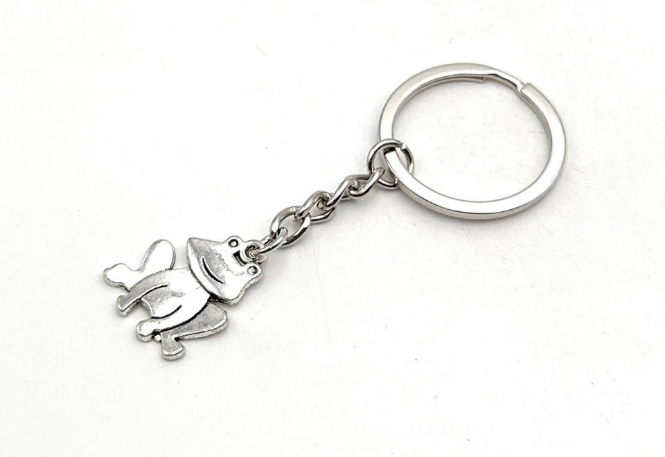Frosch sitzend Schlüsselanhänger Anhänger aus Metall Silber - Bild 2 von 4