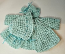Vintage Crocheted Baby Layette Sweater, Hat, Booties