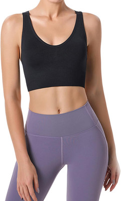Sport BH Damen, Push up Sport Bra Ohne Bügel Crossback Seamless Starker Halt Spo