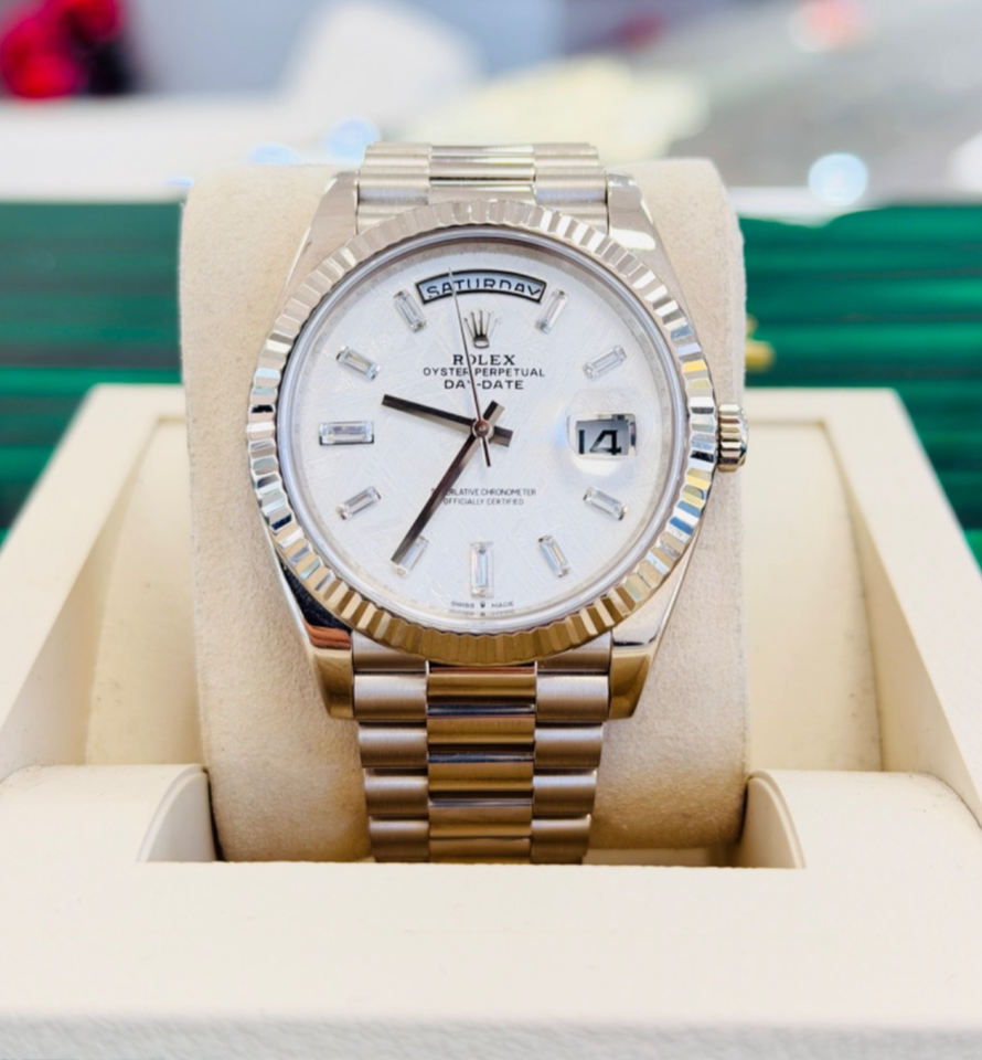 Rolex Day-Date 40mm 228239 18k White Gold Custom Meteorite Diamond Dial ...
