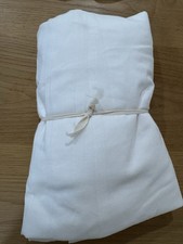 Pottery Barn Kids White Linen Crib Bed Skirt Raw Hem Farmhouse 52x28 Gathered