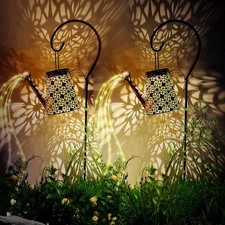 2 Pack Solar Watering Can Lights with Shepherd Hook,Solar Powered Watering Ca...
