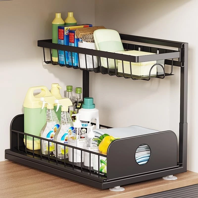 2-Tier Pull Out Basket Under Sink Kitchen Cupboard Organiser Drawer Storage Rack
Opens in a new wind