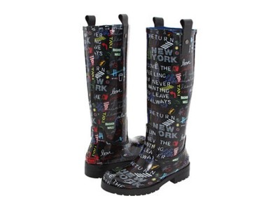 DKNY NIAGRA ICONIC FUN PRINT LOGO TALL RUBBER RAIN BOOTS 6 7 10 I
