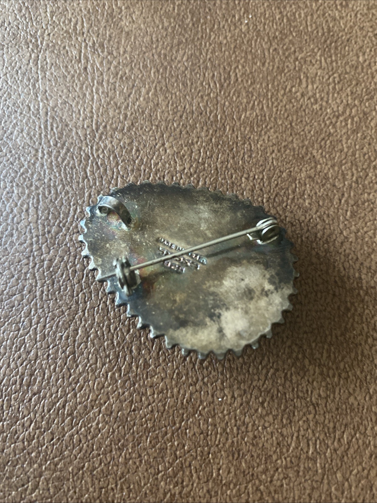 Vintage Sterling Silver Eilat or Malachite & Pearl Brooch Pin/Pendant Israel