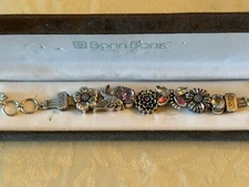 Authentic Lori Bonn Charm Bracelet With 7 Charms “The Petal To The Metal “