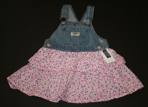 New Oshkosh pink tiered jumper dress girls 4T