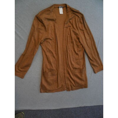 PG Collections Cardigan Women Sz 12 Brown Ginger Bort Padded Shoulders