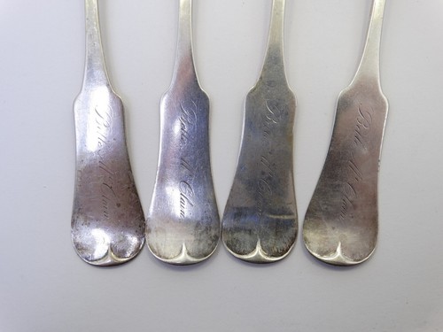 E&D EDWARD DAVID KINSEY antica moneta 1850 violino argento cucchiaino set 4 cucchiaini - Foto 3 di 9