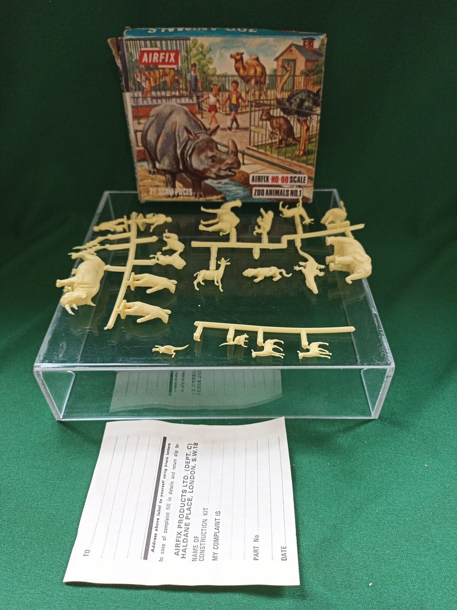 VTG AIRFIX ZOO ANIMALS NO.1 - HO-00 BLUE BOX IN SPRUE 21 PIECES