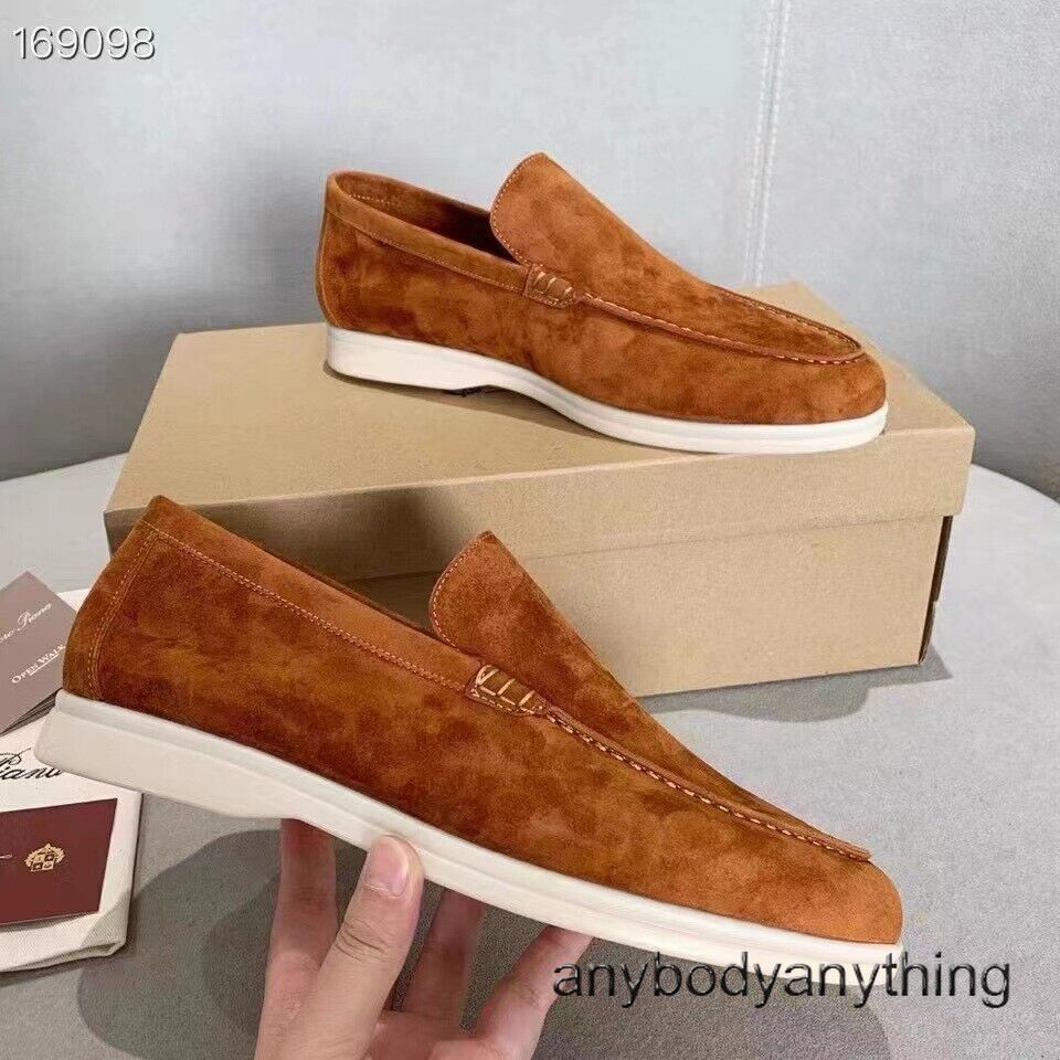 t Men's Suede Slip-On Flat Heels Round Toe Casual Shoes Lazy Loafers