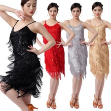 Women's Dress Sleeveless Latin Dress 1920s Vintage Fringed Flapper Dance Dress