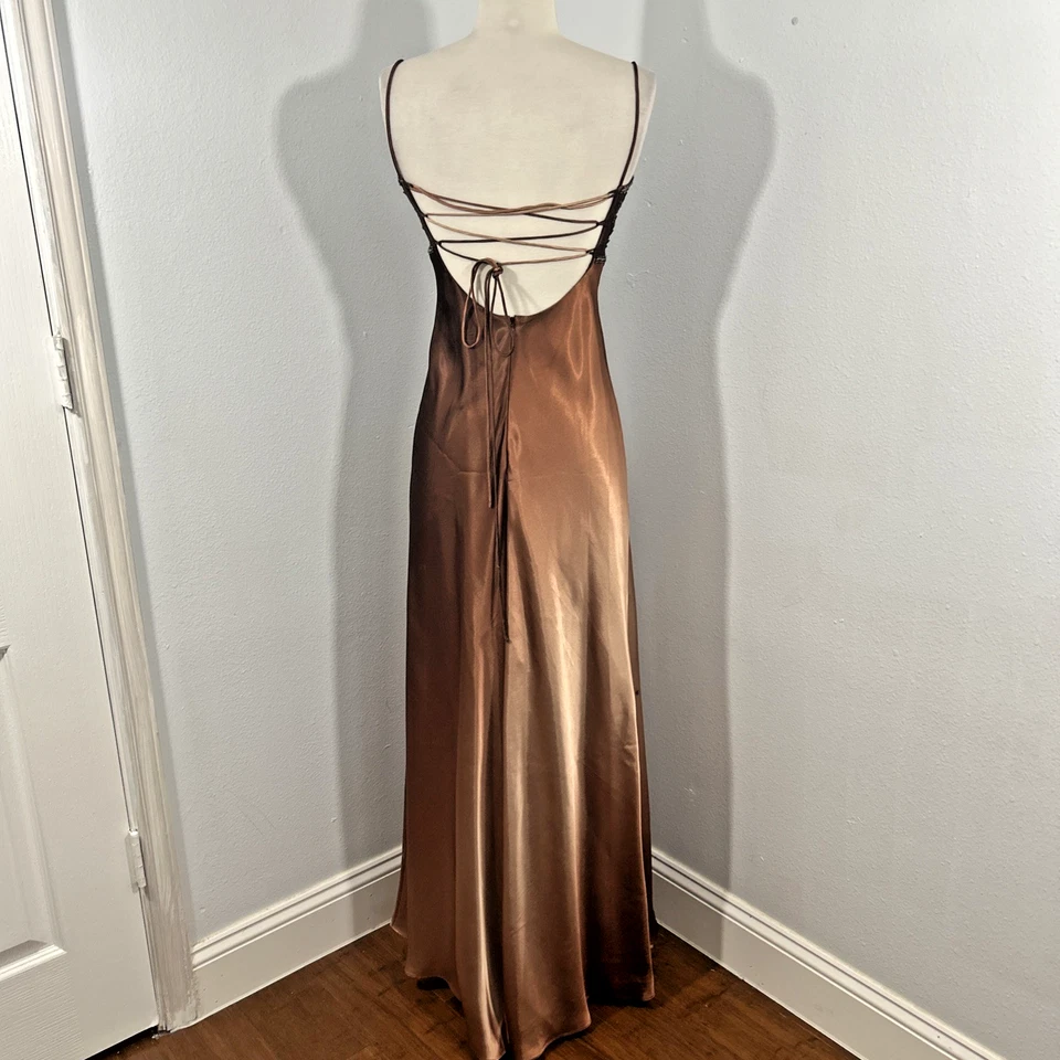 Maxi Vestido Betsy Adam 8 Cuentas Marrón Capricho Hada Gótico Grunge Hoco Y2K Años 90 Foto 3 de 4