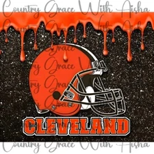 20oz Skinny Tumbler Sublimation Transfer Browns Football Ready To Press
