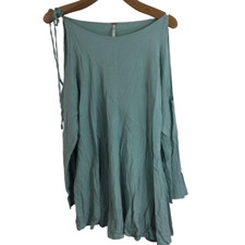 Free People Womens Cold Shoulder Asymmetrical Tunic Mini Dress Teal Size XS