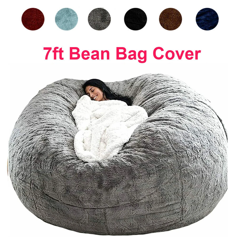 Oversized Bean Bag Chair Soft Fluffy Faux Fur Lazy Sofa Bed Cover (no Filler)