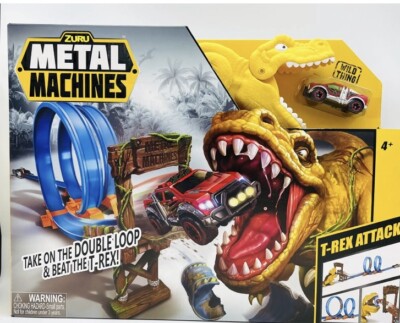 ZURU Metal Machines T-Rex Attack Playset NEW!! Yellow Dino and Red Truck