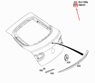 MERCEDES-BENZ GLC X253 Rear Panel Door Model Plate A2538172400 NEW
