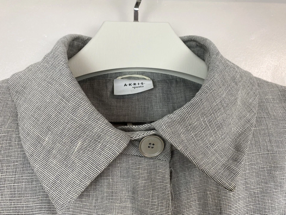 AKRIS Punto Linen Button Front Cardigan Jacket Cropped Gray Sz US 4 F 36 D 34 - Image 4 of 4