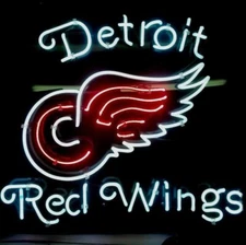 Detroit Red Wings Ice Hockey Town 24"x20" Neon Light Sign Lamp Wall Decor Party