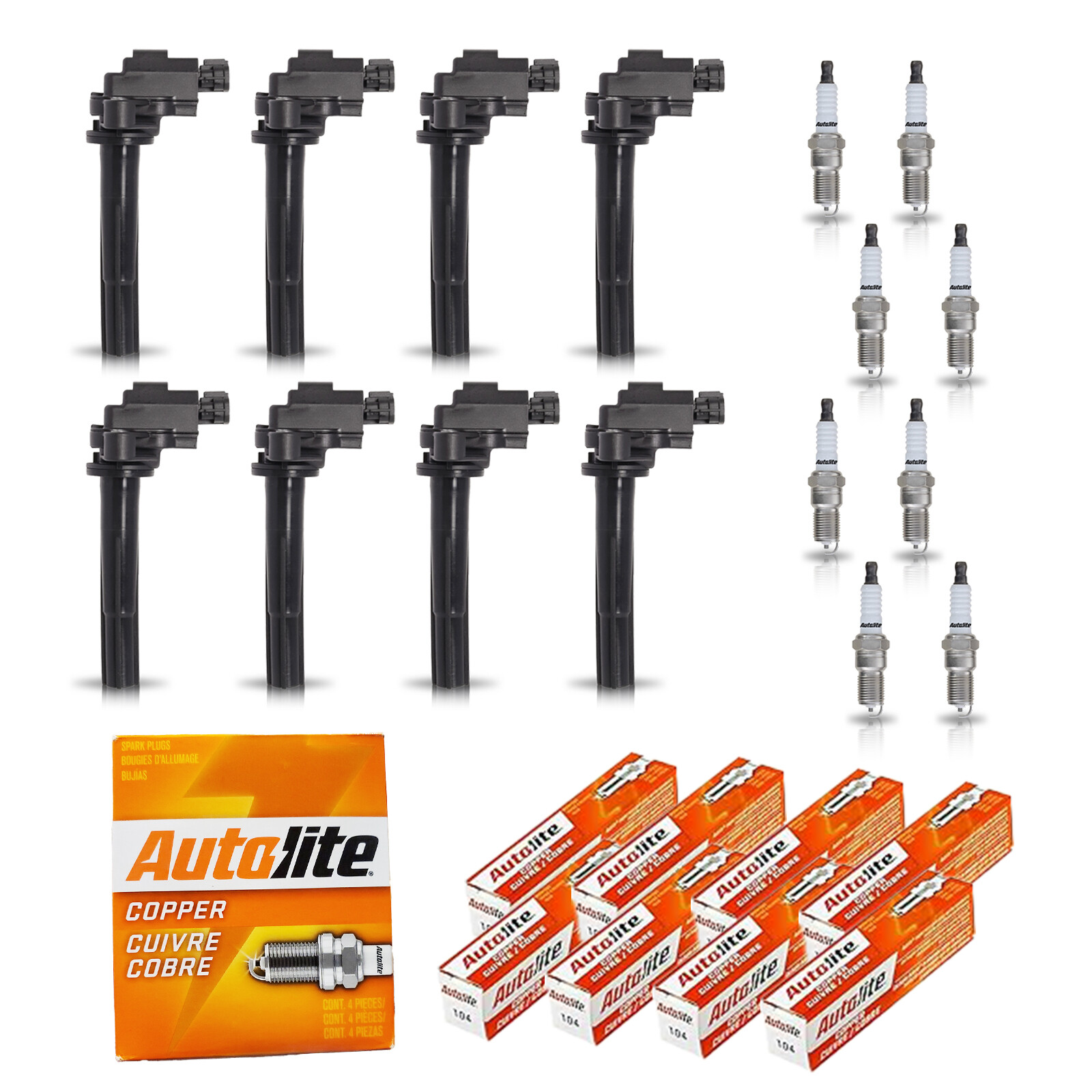 8pcs Ignition Coil  8pcs Autolite Spark Plug for 1998-2000 Lexus LS400 V8 4.0L