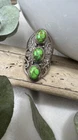 Gorgeous Vintage Sterling Silver & Green Copper Turquoise Ring Size 8 Jewelry 💚