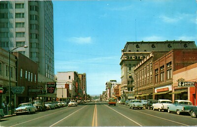 YAKIMA, WASHINGTON 1950's STREET SCENE, POSTCARD, YAKIMA COUNTY