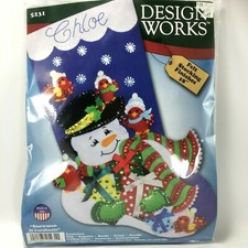 Design Works SNOWMAN  CARDINALS Felt Applique Stocking Kit New 5231