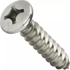 #12 x 1" Self Tapping Sheet Metal Screws Oval Head Stainless Steel Qty 25